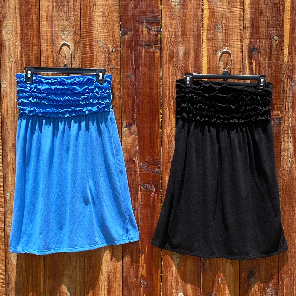 2 for 1 OP Blue & Black Solid Swim Coverups
